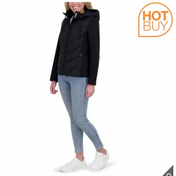 DKNY Women's Mixed Media Coat - Jacket NWT XL - Picture 3 of 15